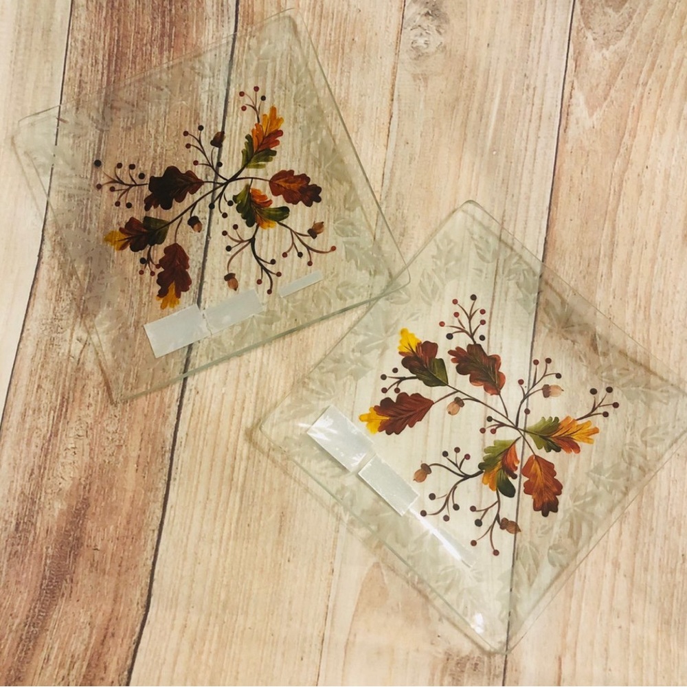 Fall / Thanksgiving Candle Holder Plates ~ Set of 2